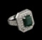 14KT White Gold 2.96 ctw Emerald and Diamond Ring