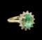 3.15 ctw Emerald and Diamond Ring  - 14KT Yellow Gold