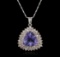 11.38 ctw Tanzanite and Diamond Pendant With Chain - 14KT White Gold