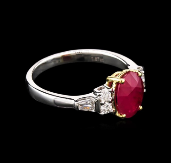 1.87 ctw Ruby and Diamond Ring - 18KT Two-Tone Gold