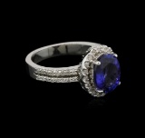 2.81 ctw Tanzanite and Diamond Ring - 14KT White Gold