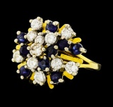 1.50 ctw Sapphire and Diamond Ring - 14KT Yellow and White Gold