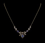 1.63 ctw Sapphire and Diamond Necklace - 18KT Yellow Gold