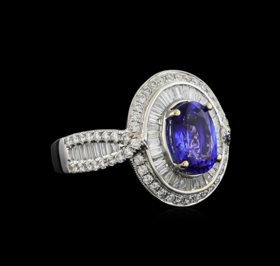 18KT White Gold 2.45 ctw Tanzanite and Diamond Ring