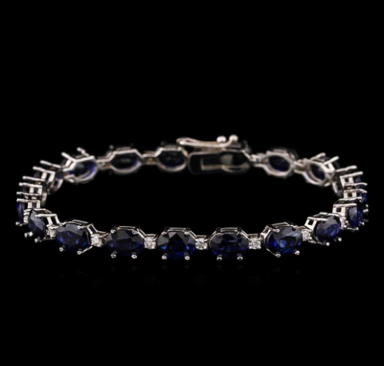 14KT White Gold 16.95 ctw Sapphire and Diamond Bracelet