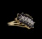 1.00 ctw Blue Sapphire and Diamond Ring - 10KT Yellow Gold