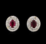 14KT White Gold 2.07 ctw Ruby and Diamond Earrings