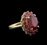 10.29 ctw Ruby and Diamond Ring - 14KT Yellow Gold