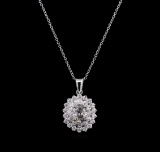 1.61 ctw Diamond Pendant With Chain - 14KT White Gold