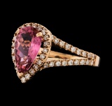 1.70 ctw Pink Tourmaline and Diamond Ring - 14KT Rose Gold