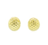 Hammered Metal Oval Earrings - Gold Plated