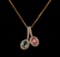 14KT Rose Gold 1.46 ctw Tourmaline and Diamond Pendant With Chain