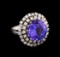 13.60 ctw Tanzanite and Diamond Ring - 14KT White Gold