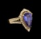 3.75 ctw Tanzanite and Diamond Ring - 14KT Yellow Gold