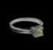 0.70 ctw Light Yellow Diamond Solitaire Ring - 14KT White Gold