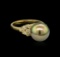 0.30 ctw Pearl and Diamond Ring - 14KT Yellow Gold