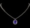 14KT White Gold 15.40 ctw GIA Certified Tanzanite and Diamond Necklace