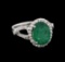 3.00 ctw Emerald and Diamond Ring - 14KT White Gold