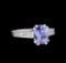 1.93 ctw Tanzanite and Diamond Ring - 14KT White Gold