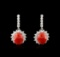 14KT White Gold 18.00 ctw Coral and Diamond Earrings