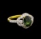 2.45 ctw Green Sapphire and Diamond Ring - 18KT Yellow Gold