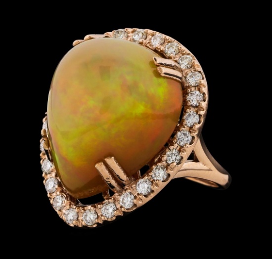 20.05 ctw Opal and Diamond Ring - 14KT Rose Gold