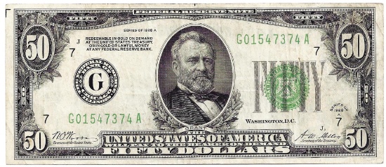 1928A $50 Federal Reserve Note