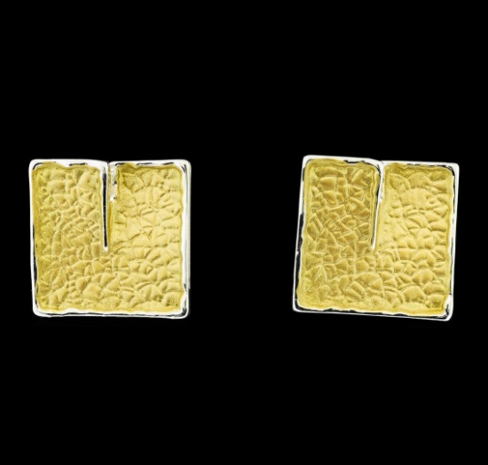 Square Matte Earrings - Gold Plated