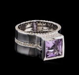 Crayola 3.50 ctw Pink Amethyst and White Sapphire Ring - .925 Silver