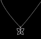 0.60 ctw Diamond Pendant With Chain - 14KT White Gold