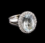 5.67 ctw Aquamarine and Diamond Ring - 14KT White Gold