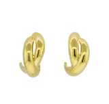 Crossed Hoop Post Earrings - Gold Plated