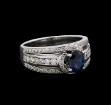 1.21 ctw Sapphire and Diamond Ring - 18KT White Gold
