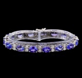 14KT White Gold 17.85 ctw Tanzanite and Diamond Bracelet