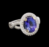 14KT White Gold 3.21 ctw Tanzanite and Diamond Ring