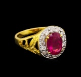 1.85 ctw Ruby and Diamond Ring - 18KT Yellow Gold