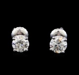 1.47 ctw Diamond Stud Earrings - 14KT White Gold