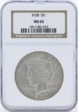 1928 $1 Peace Silver Dollar Coin NGC MS63