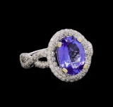 14KT White Gold 2.81 ctw Tanzanite and Diamond Ring