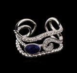 0.70 ctw Sapphire and Diamond Ring - 14KT White Gold