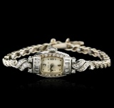 Hamilton Platinum 1.15 ctw Diamond Vintage Ladies Watch