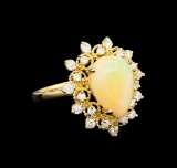 2.76 ctw Opal and Diamond Ring - 14KT Yellow Gold