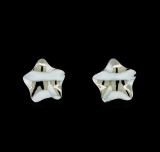 Glossy Star Shaped Post Earrings - Rhodium Plated