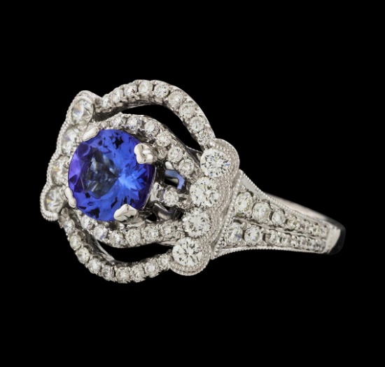 1.32 ctw Tanzanite and Diamond Ring - 18KT White Gold