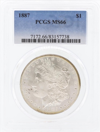 1887 $1 Morgan Silver Dollar Coin PCGS MS66