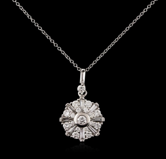14KT White Gold 1.00 ctw Diamond Pendant With Chain