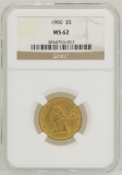 1900 $5 Liberty Head Half Eagle Gold Coin NGC MS62