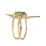 0.47 ctw Emerald and Diamond Ring - 18KT Yellow Gold