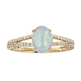 0.9 ctw Ethiopian Opal and Diamond Ring - 14KT Yellow Gold