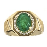 3.33 ctw Emerald and Diamond Ring - 14KT Yellow Gold